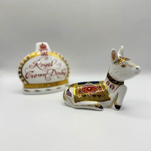 Royal Crown Derby Donkey Foal bone china paperweight figurine. Gold Stopper EUC
